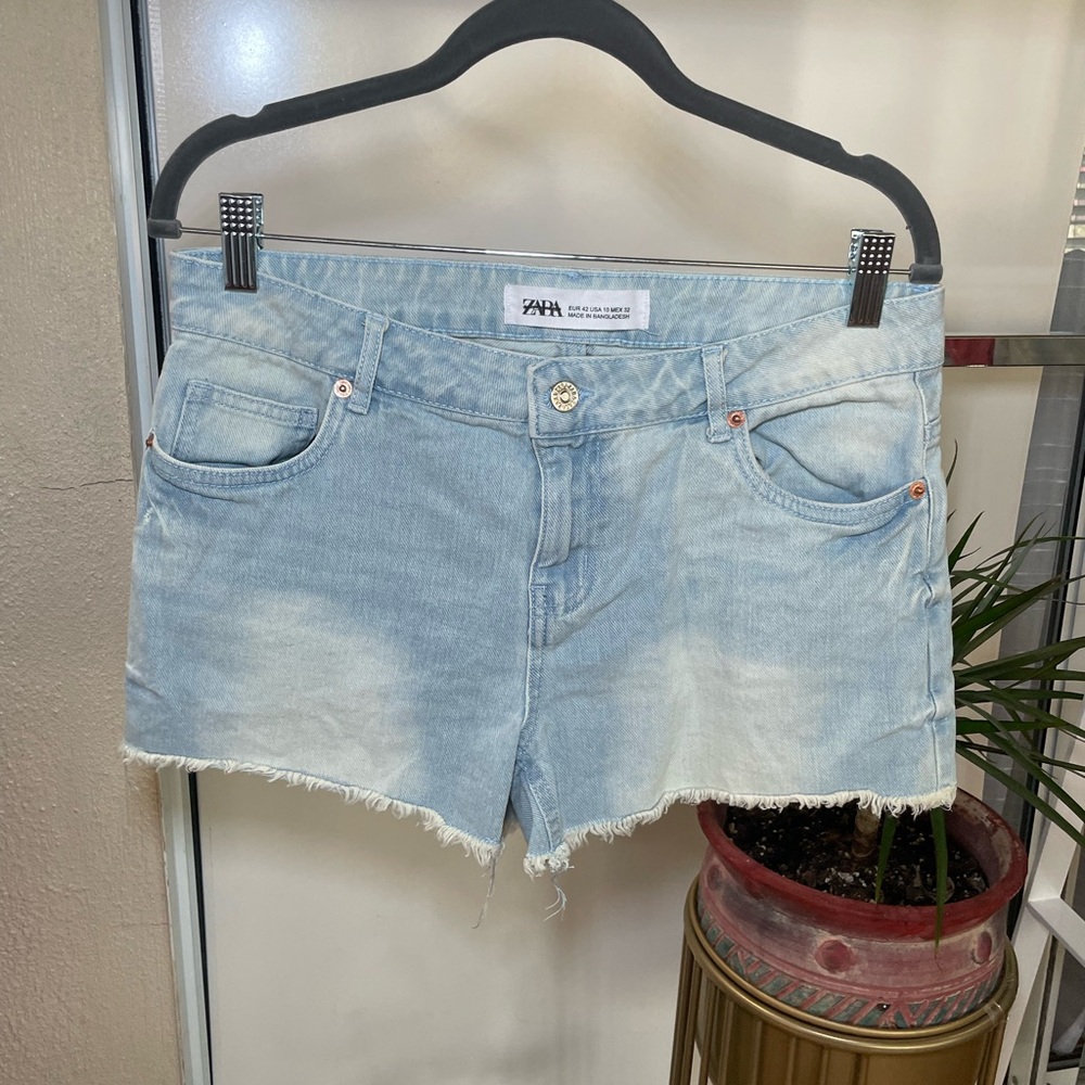 Zara Women’s Cut off Fringe Denim Shorts Size 10 new Summer Beach Western